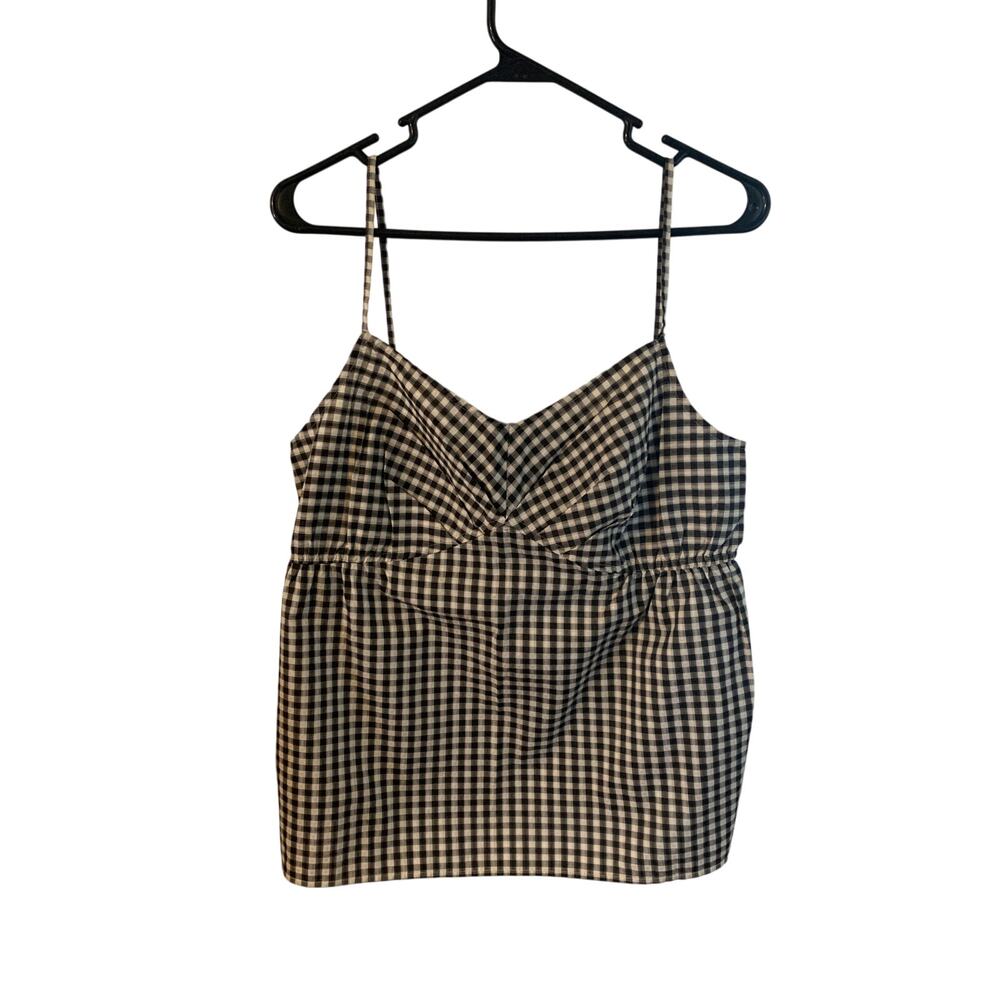 Ann Taylor Gingham Babydoll Blouse Classic Bohemian Preppy Womens SZ 10